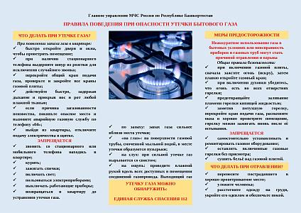 Правила поведения при опасности бытового газа